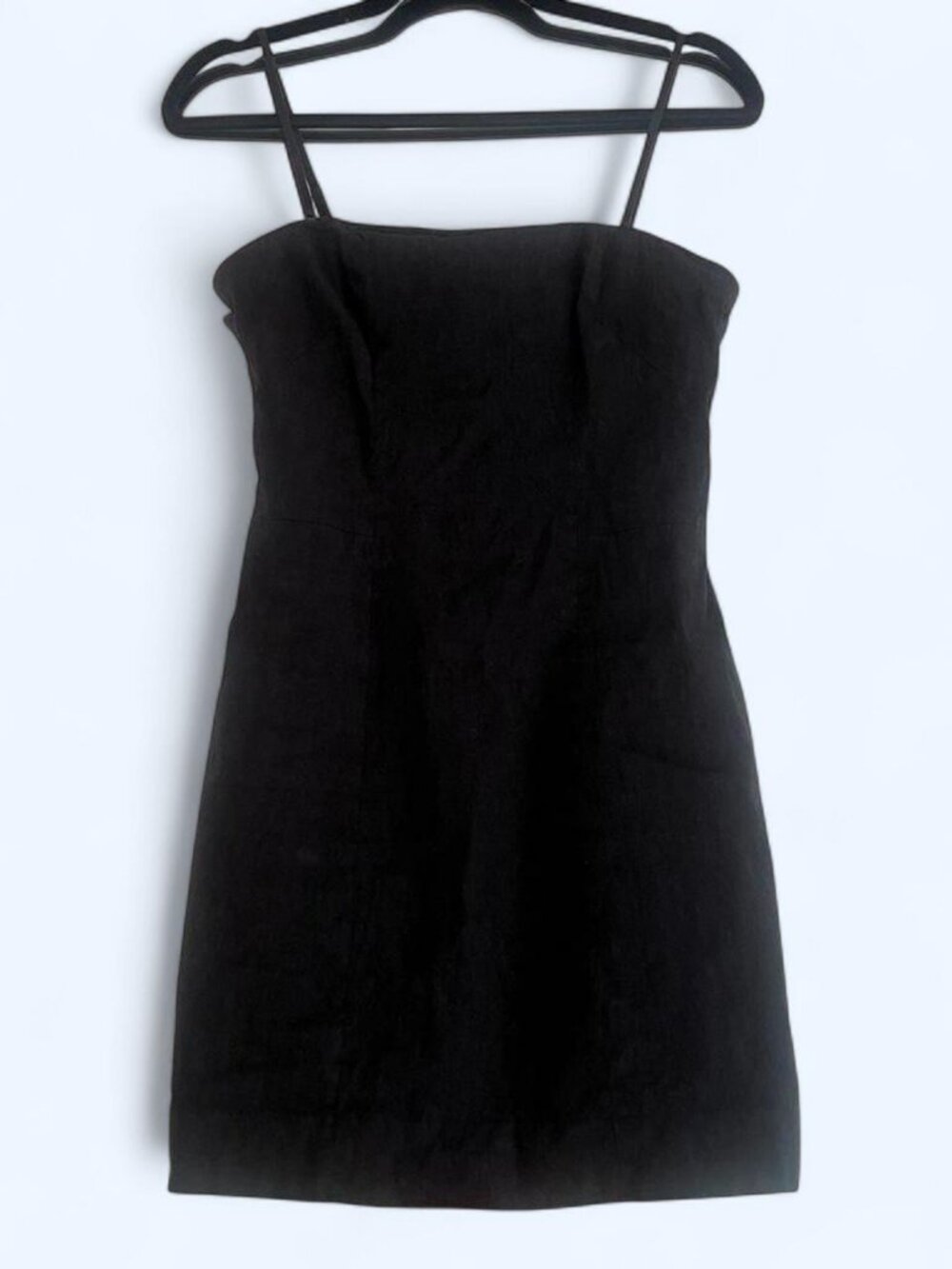 COS Black cotton / linen stretchy mini dress with removable straps size small